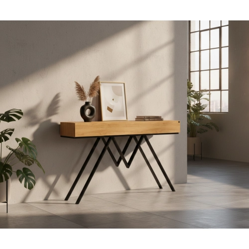 KONSOLA Z SZUFLADĄ DREWNO LITE DĄB OLCHA SKD-292